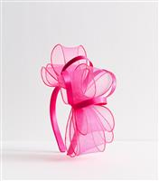 Bright Pink Mesh Bow Fascinator New Look