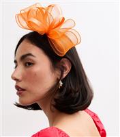 Bright Orange Mesh Bow Fascinator New Look