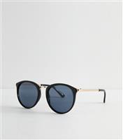 Black Round Frame Sunglasses New Look