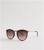 Brown Tortoiseshell Frame Round Sunglasses New Look