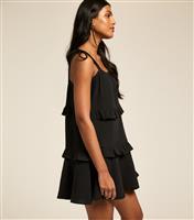 Women's Black Textured Tie Strap Mini Dress New Look