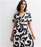 Women's Black Swirl Print Midi Shirt Dress New Look