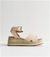 Women's Off White Faux Leather Flatform Sandals New Look