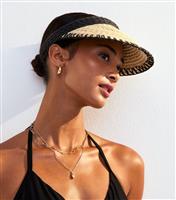Tan Blanket Stitch Straw-Look Visor New Look