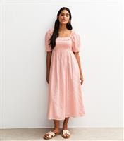 Women's Light Pink Broderie Anglaise Milkmaid Midi Dress New Look