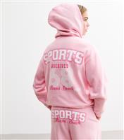 Girls' Pink Sports Miami Beach Printed Hoodie New Look