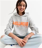 Girls' Marl Grey Wellness Print Hoodie New Look