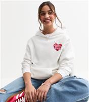 Girls' Cream Malibu Sports Resort Heart Print Hoodie New Look