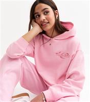 Girls' Pink Sports Archives Embroidered Hoodie New Look