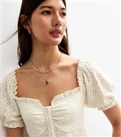 Women's White Broderie Anglaise Puff Sleeve Top New Look