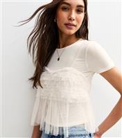 Women's Off White 2 in 1 Tulle Cami Top and T-Shirt New Look
