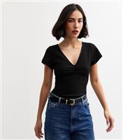 Women's Black Ruched Crinkled Top New Look