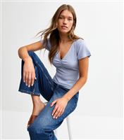 Women's Light Blue Ruched Crinkled Top New Look