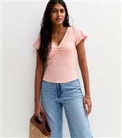 Women's Pink Ruched Crinkled Top New Look