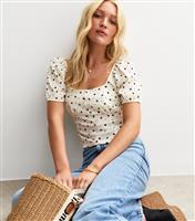 Women's White Crinkled Jersey Floral Print Top New Look