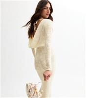 Women's White Floral Devore Cowl Back Maxi Dress New Look