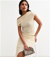 Women's Cream Textured One Shoulder Top New Look