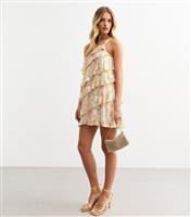 Women's Pink Jacquard One Shoulder Mini Dress New Look