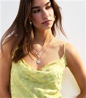 Women's Bright Yellow Metallic Jacquard Cowl Neck Cami Top New Look