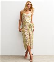 Women's Multicolour Metallic Jacquard Wrap Midi Skirt New Look
