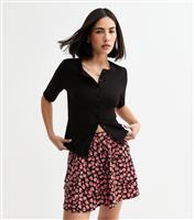 Women's Pink Rose Print Tiered Mini Skirt New Look