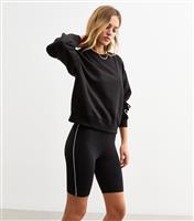 Women's Black Contrast Piping Cycling Shorts New Look
