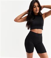 Women's Black Jersey Cycling Shorts New Look