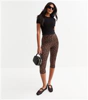 Women's Tall Brown Leopard Print Capri Leggings New Look