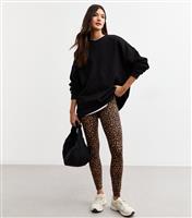 Women's Brown Leopard Print High Waisted Leggings New Look