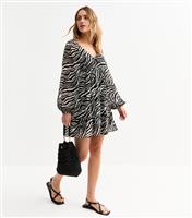 Women's Black Zebra Print Smock Mini Dress New Look
