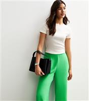 Women's Green Pleated Front Wide Leg Trousers New Look