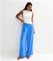 Women's Blue Pleated Front Wide Leg Trousers New Look