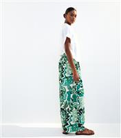 Women's Green Paisley Print Wide Leg Trousers New Look