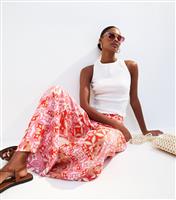 Women's Pink Tile Print Wide Leg Trousers New Look