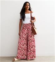 Women's Pink Patterned Palazzo Trousers New Look