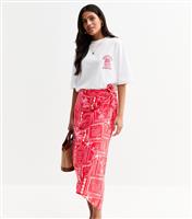 Women's Pink Sea Print Sarong Skirt New Look