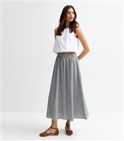 Women's Blue Gingham Print Circle Midi Skirt New Look