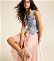 Women's Light Pink Chiffon Asymmetric Midi Skirt New Look