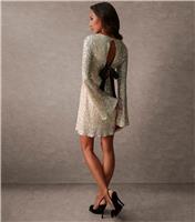 Women's Cream Sequin Bow Mini Dress Blue Vanilla New Look