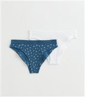 Girls' Pack of 2 Blue and White Briefs New Look