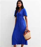 Women's Blue Lace Trim Button Through Midi Dress New Look