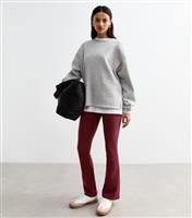 Women's Burgundy Flared Jersey Leggings New Look