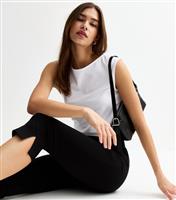 Women's Black Capri Split Hem Leggings New Look