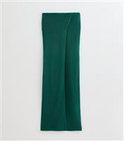 Women's Green Solid Knit Maxi Wrap Skirt New Look