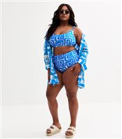 Women's Plus Size Blue Swirl Print Shirt Curves New Look