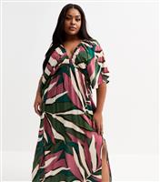 Women's Green Floral Print V-Neck Maxi Dress Cover Up New Look