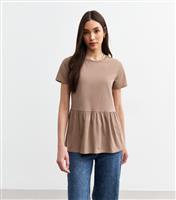 Women's Mink Peplum Hem Jersey Top New Look