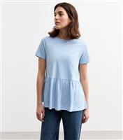 Women's Blue Peplum Hem Jersey Top New Look