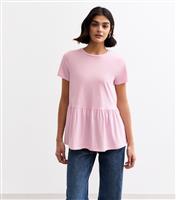Women's Pink Peplum Hem Jersey Top New Look