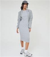 Women's Grey Ribbed Long Sleeve Midi Dress WKNDGIRL New Look